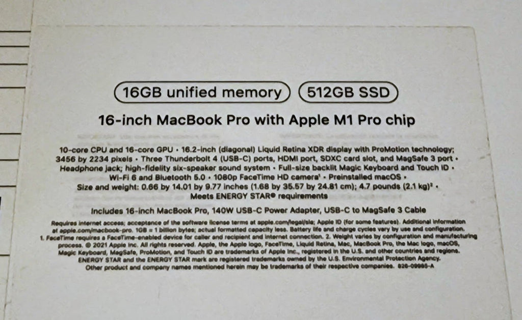 16in Macbook M1 Pro 5P11
