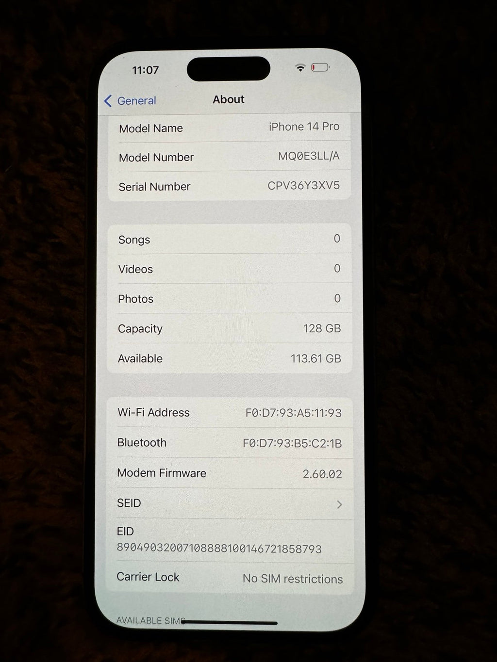 Apple iPhone 14 Pro 128 GB in Deep Purple for Unlocked 6V72