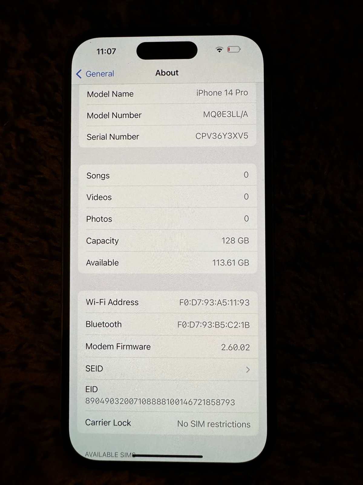 Apple iPhone 14 Pro 128 GB in Deep Purple for Unlocked 6V72