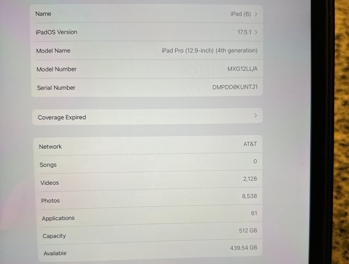 iPad Pro 12.9 inch 4th generation 3T62