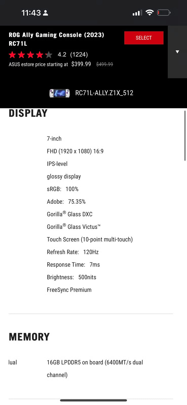 ASUS ROG ally z1 extreme 8U81