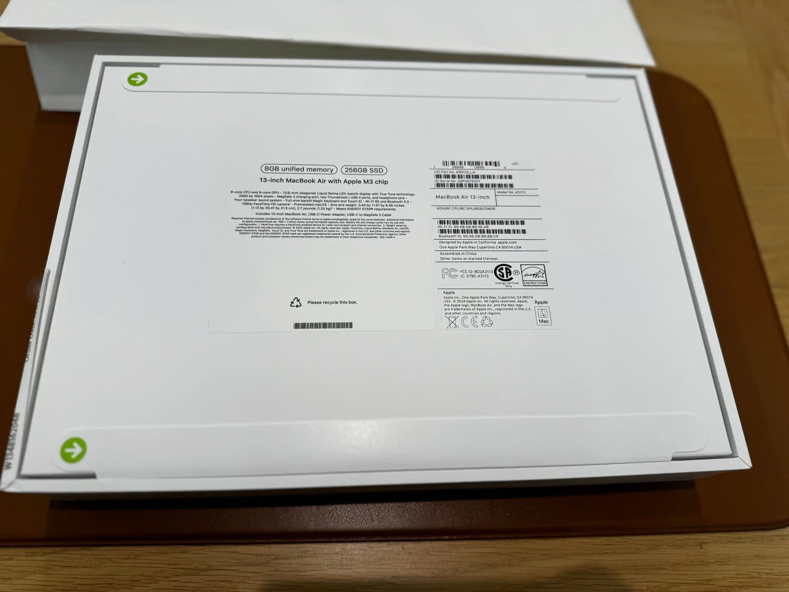 2024 M3 MacBook Air 13鈥?8Gb 256GB midnight 3W81