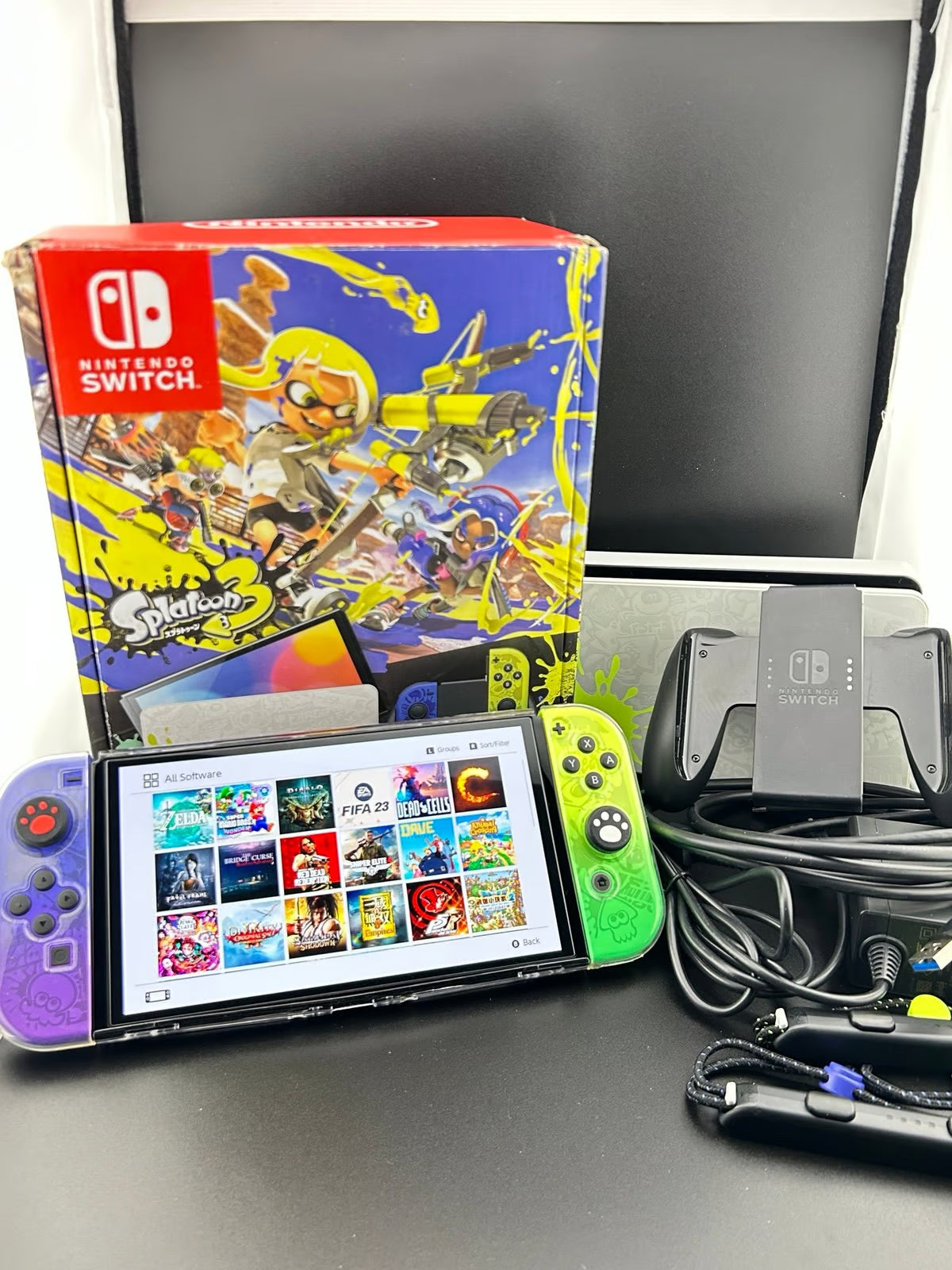 Switch OLED Splatoon edition [MINT] bundle with 512gb sd card preloaded 5D53