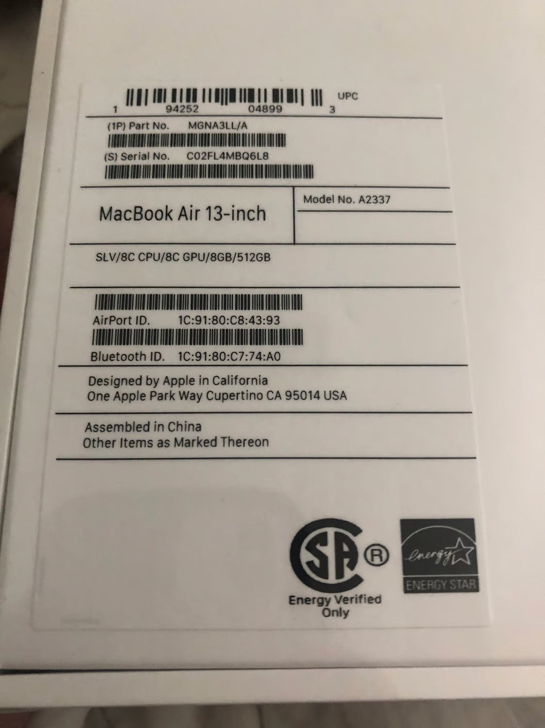 ipad air 7L82
