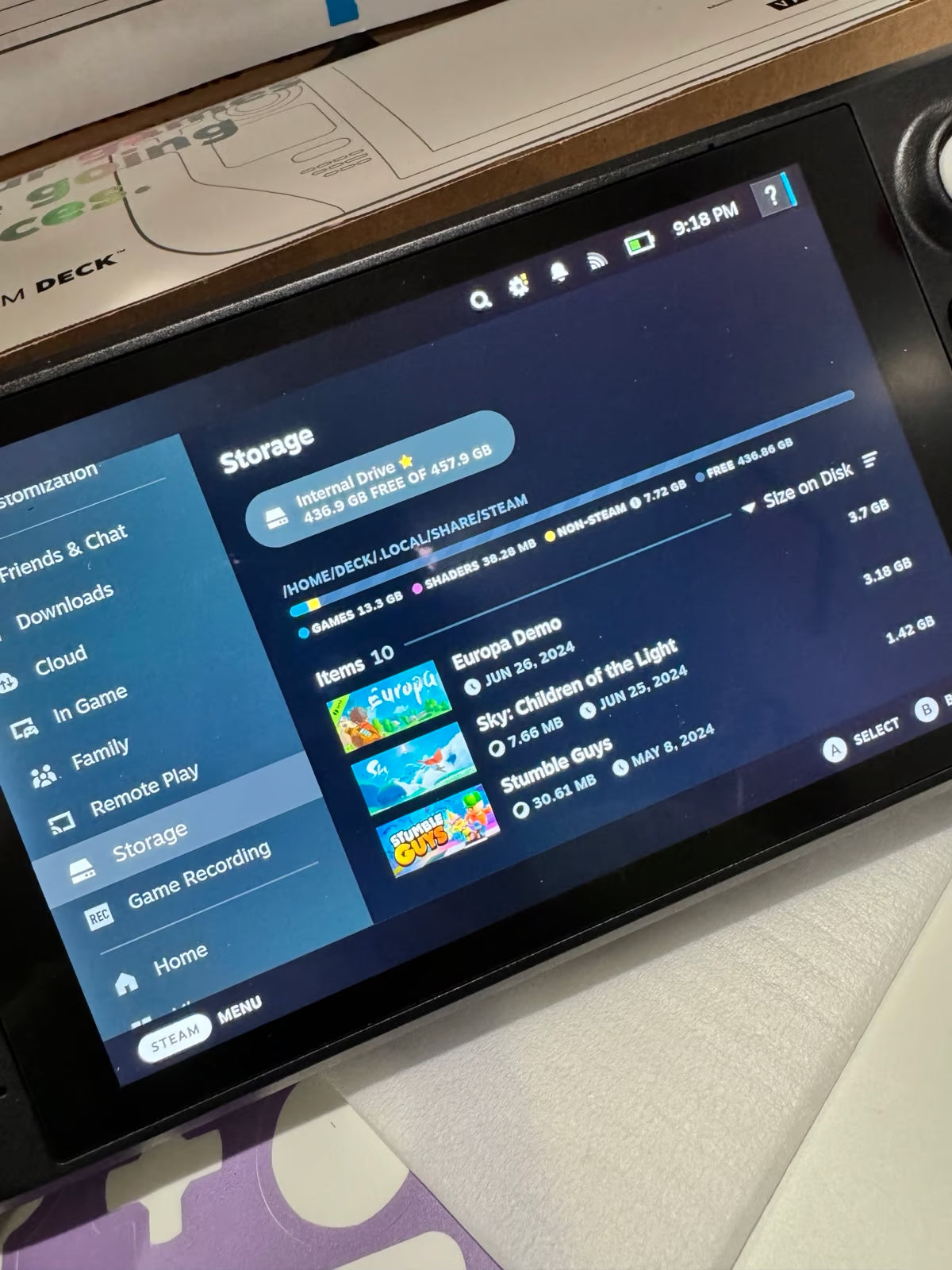 Steam deck 512gb + 512gb sd card 2U25