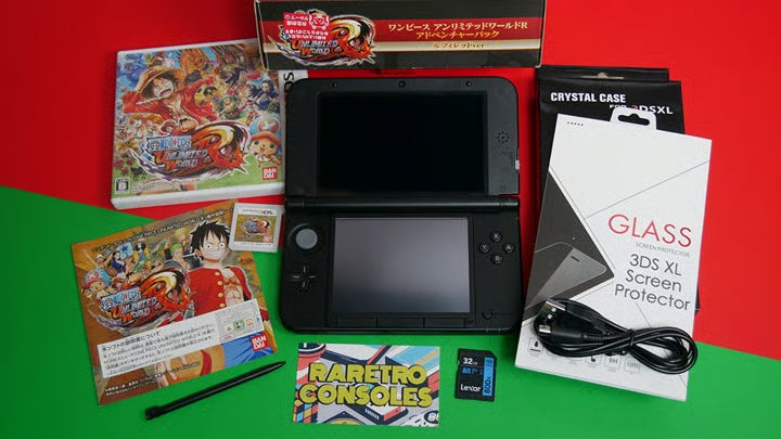 Nintendo 3DS XL One Piece: Unlimited World W/ Box, Charger, Stylus, 60+ Games