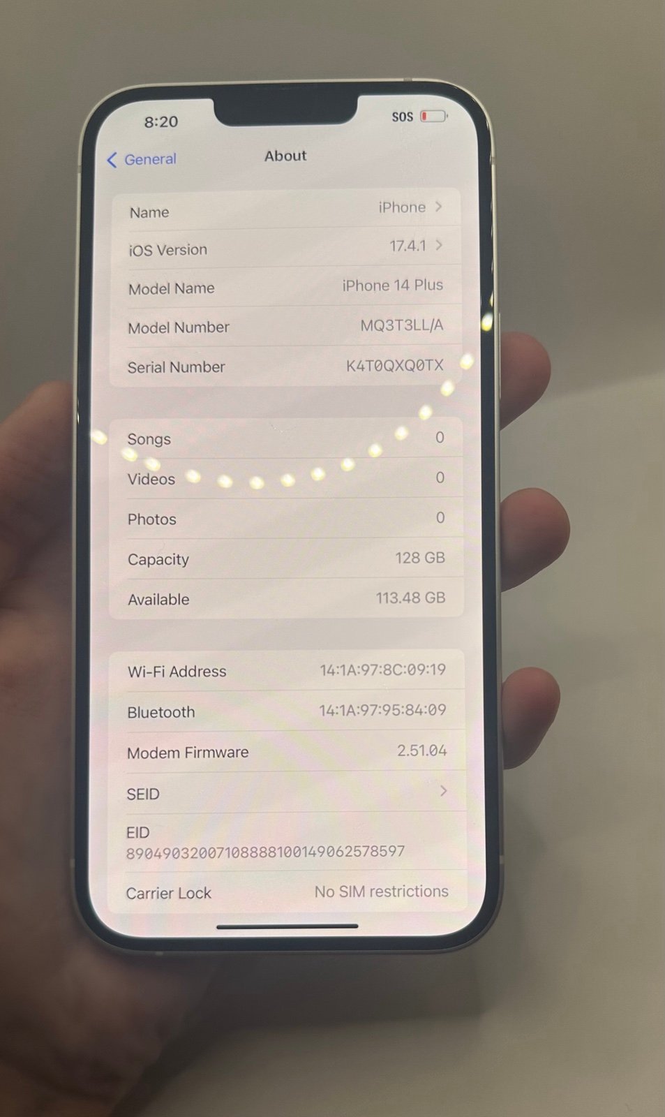 Apple iPhone 14 Plus 128gb Unlocked 1W87