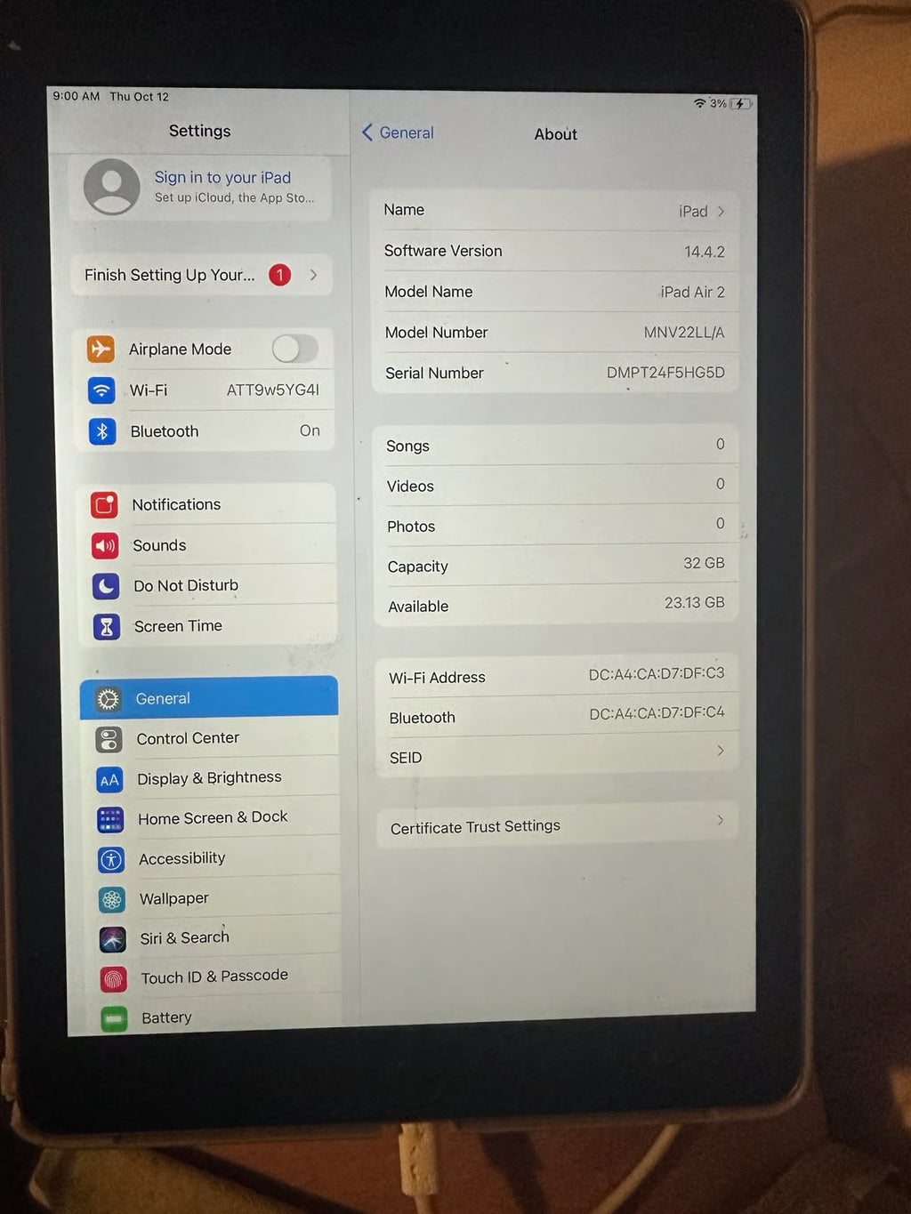 Apple ipad air 2 9B12