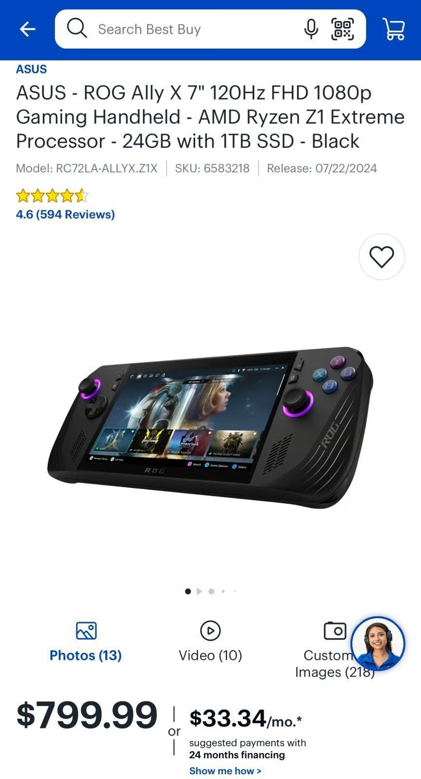 Asus Rog Ally X 1TB handheld gaming pc 5S26