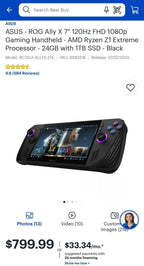 Asus Rog Ally X 1TB handheld gaming pc 5S26