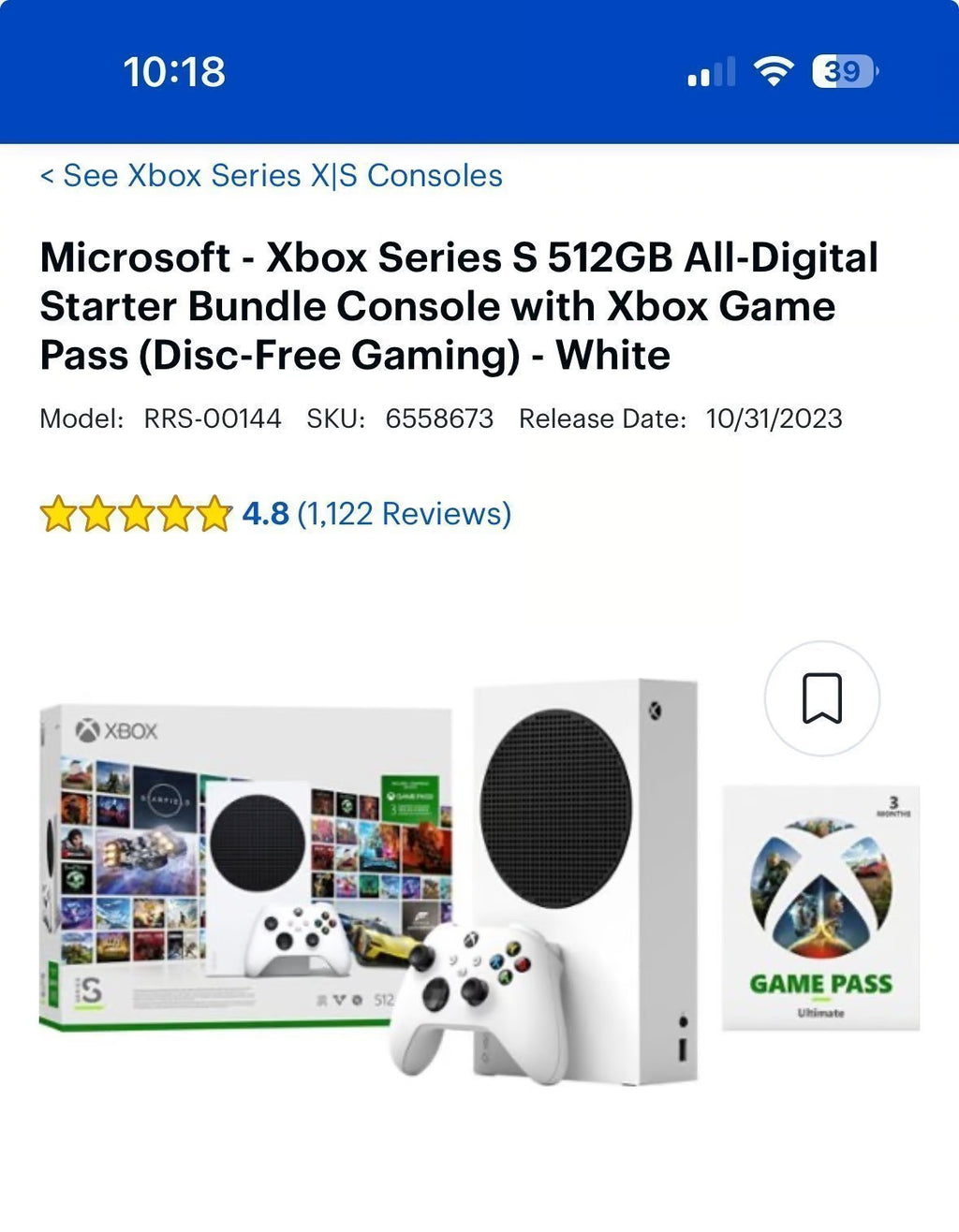Microsoft Xbox Series S Starter Bundle (RRS-00144) white 512GB +3 month gamepass 3W62