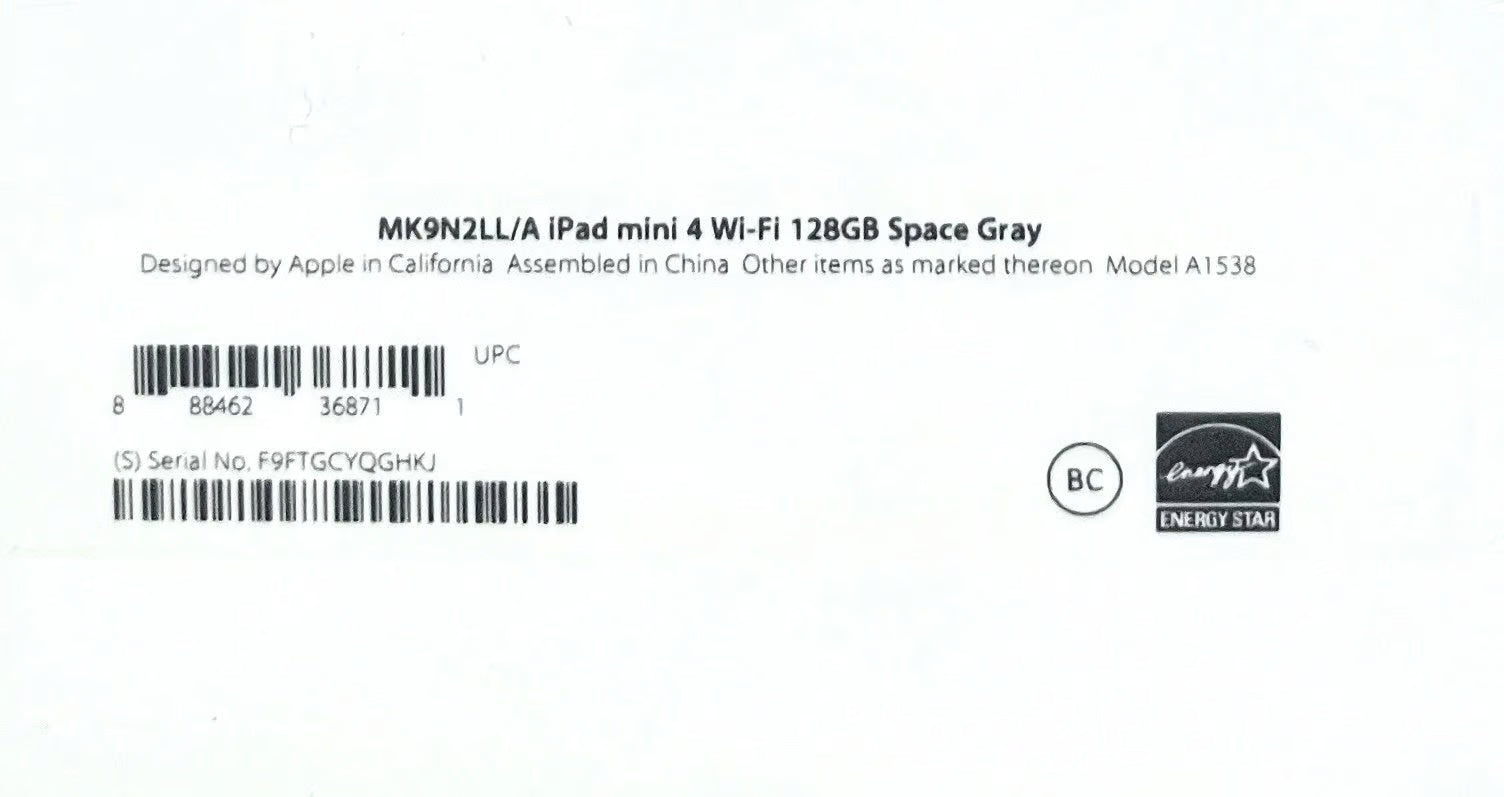 NEW Apple iPad mini 4 Wi-Fi 128GB Space Gray in Unopened Sealed Box 1O21