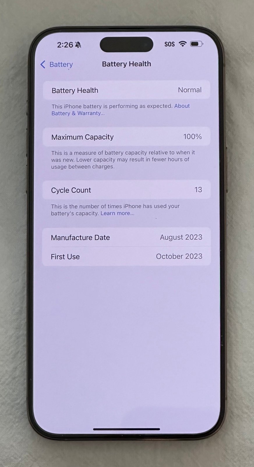 iPhone 15 Pro Max 256GB in Natural Titanium (Unlocked) 7D12