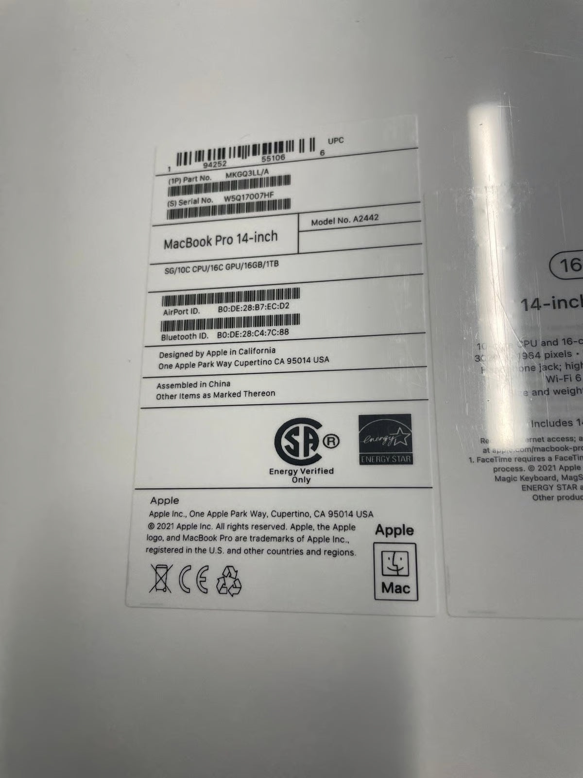 Apple MacBook Pro 14.2"" w/M1 5Z75