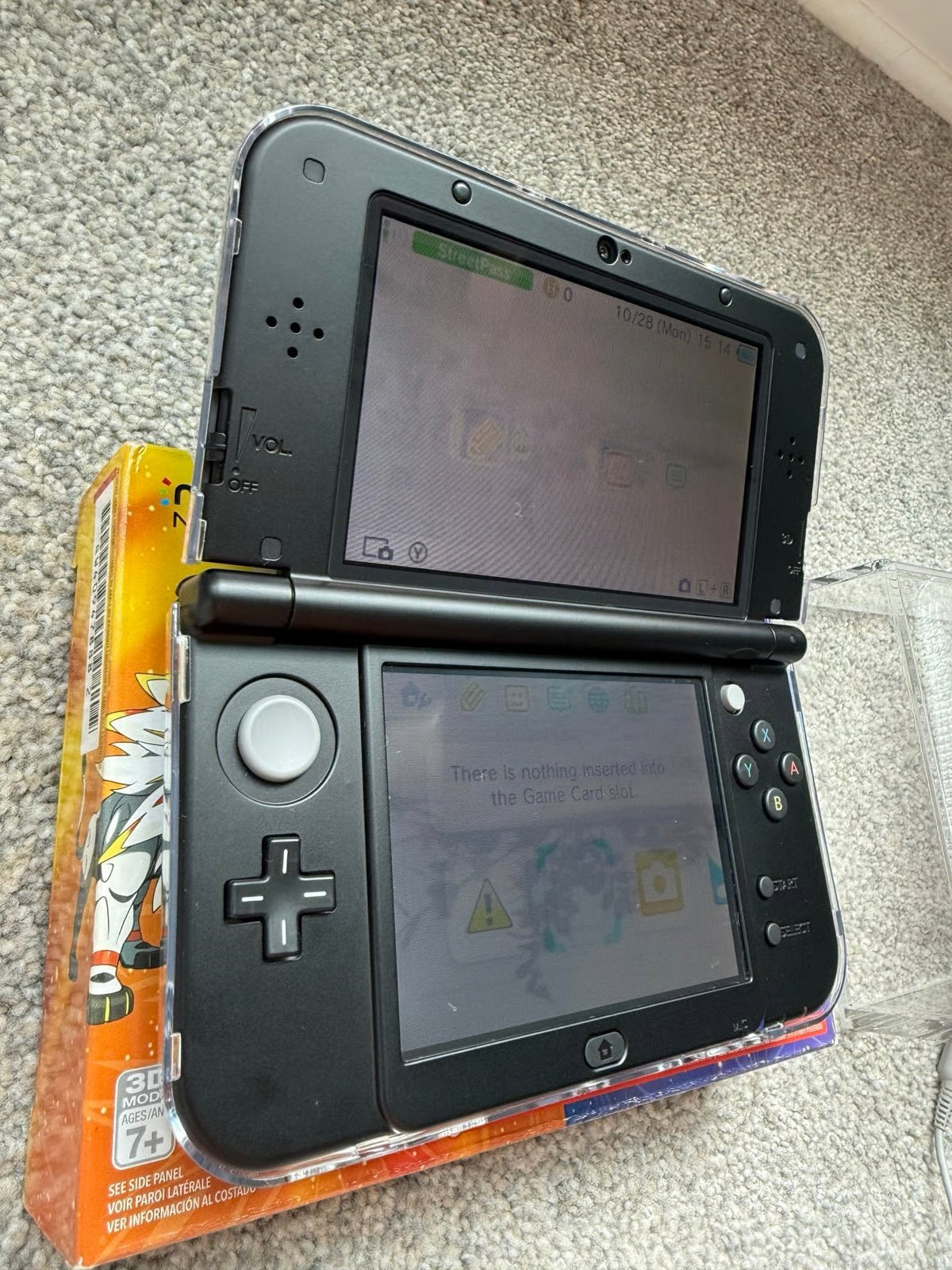 New Nintendo 3DS XL Pokemon Sun and Moon Solgaleo and Lunala in Black