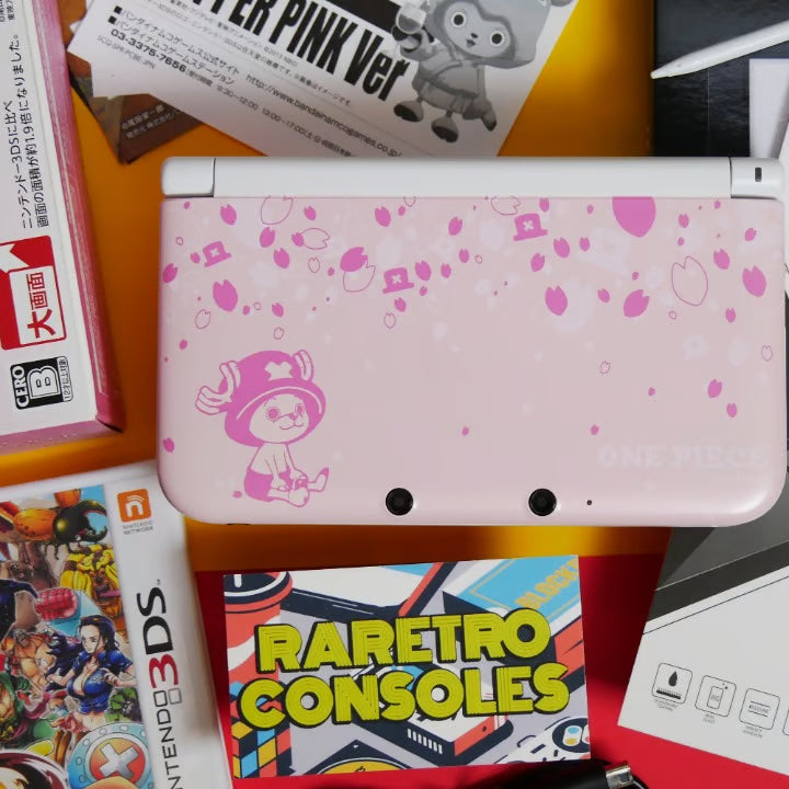 Nintendo 3DS XL Special One Piece Chopper Pink W/ Box, Stylus, Charger & Games