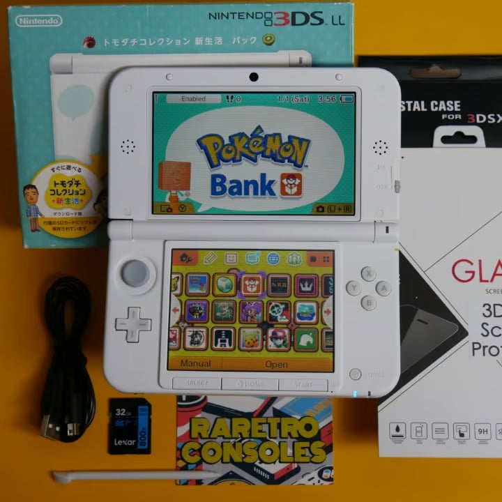 Nintendo 3DS XL Tomodachi New Life Collection W/ 32GB SD, Box, Charger, 60+ Game