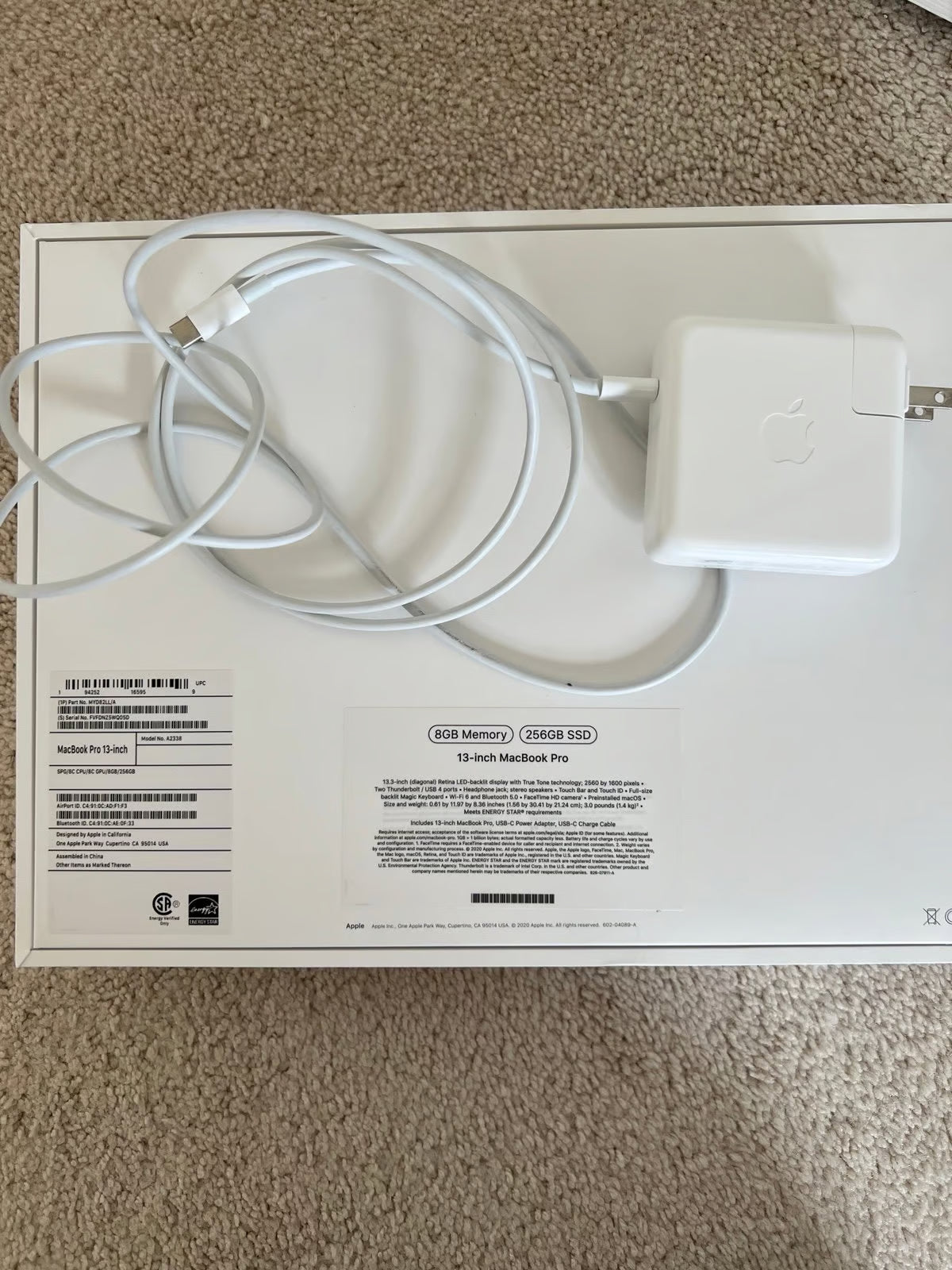 MacBook Pro 13 Inch A2338 8 GB Memory 256 SSD (2020) 8C53