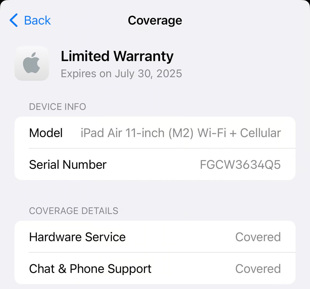 2024 iPad Air 11�? M2 128GB Wi-Fi+Cellular Space Gray Apple Care til July 2025 8W98