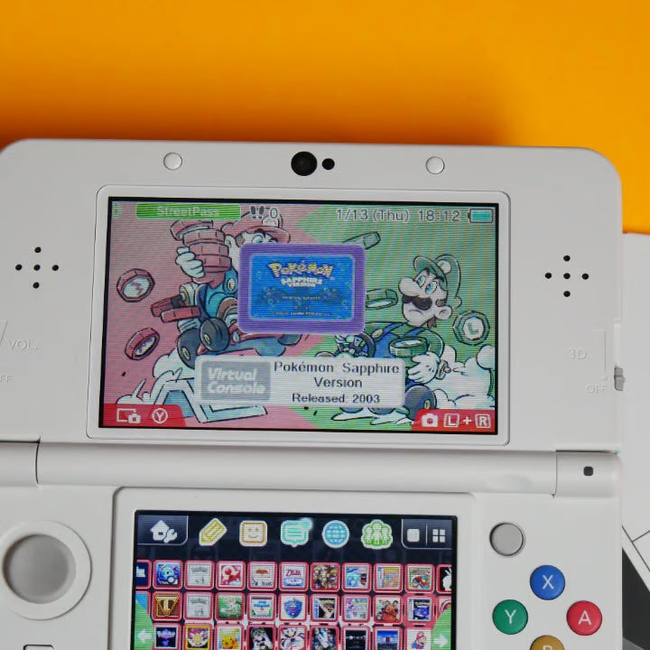 New Nintendo 3DS No. 026 Teal/Blue Mario Embossed Plates, 32GB & 60+ Game