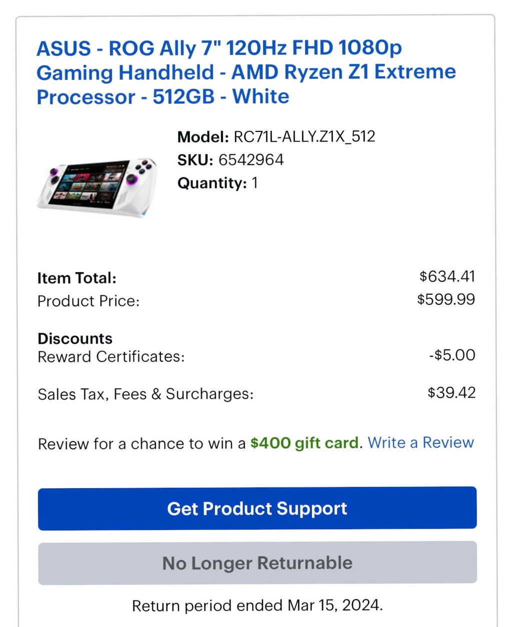 ASUS rog ally z1 extreme w/ Accessories MINT CONDITION 7F71