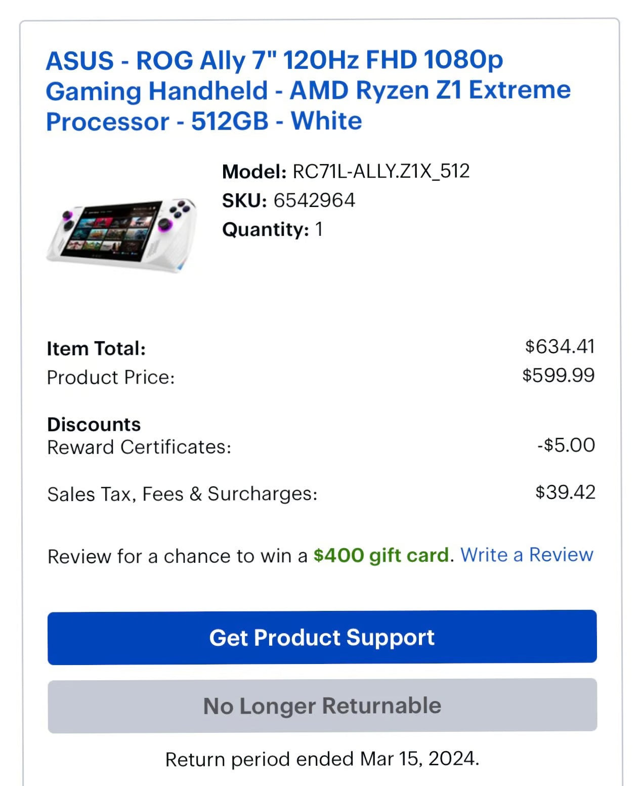 ASUS rog ally z1 extreme w/ Accessories MINT CONDITION 7F71