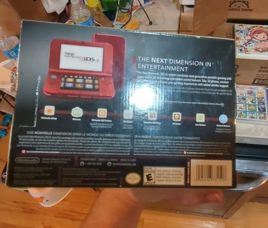 Nintendo NEW 3DS XL in Red COMPLETE IN BOX with Zelda Skin in CLEAR CASE