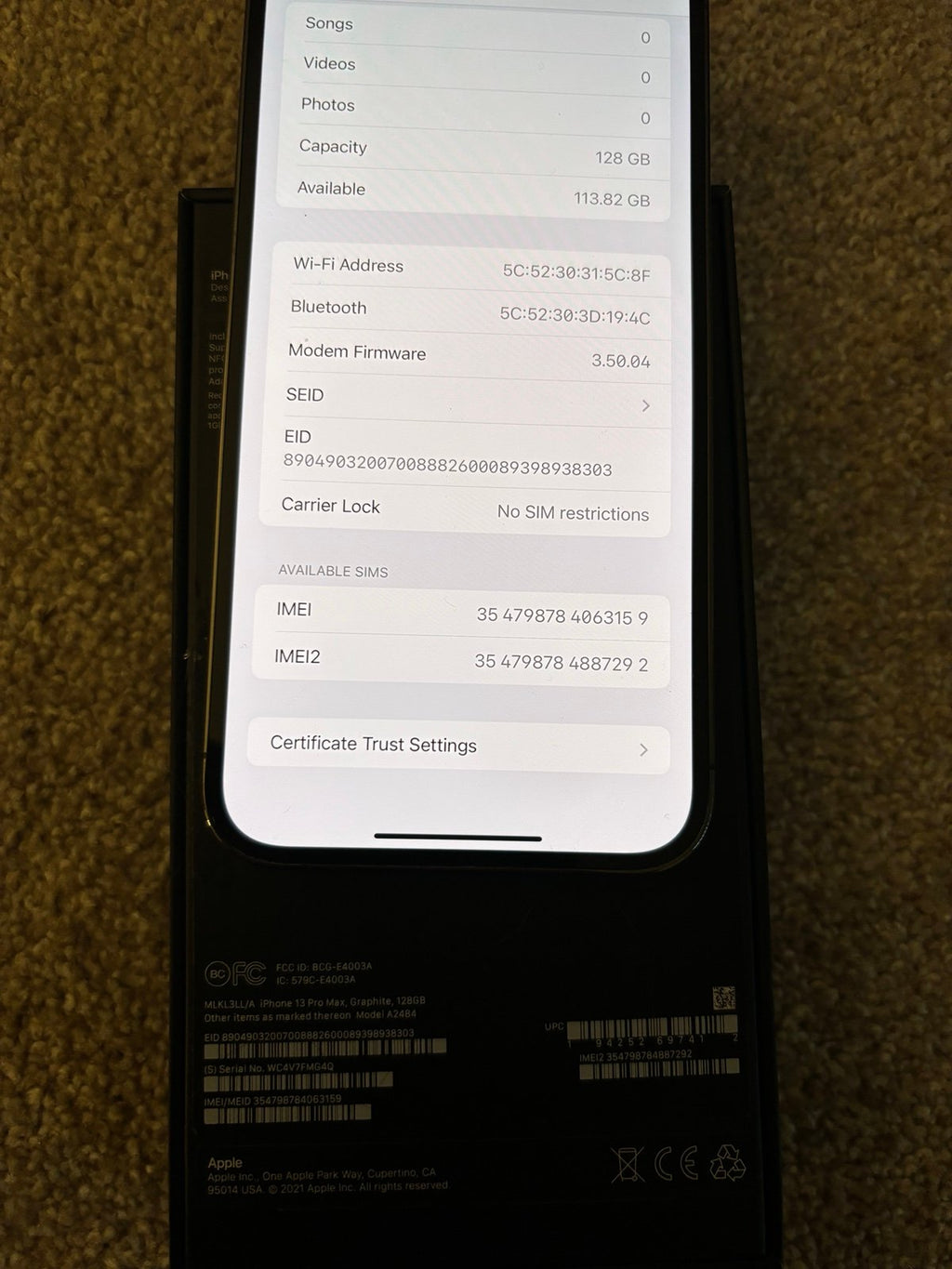 Apple iPhone 13 Pro Max 128 GB in Graphite Unlocked 9Y76