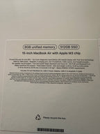 Apple 15-inch MacBook Air with M3 chip - color Midnight - NEW NEVER OPENED 3W53