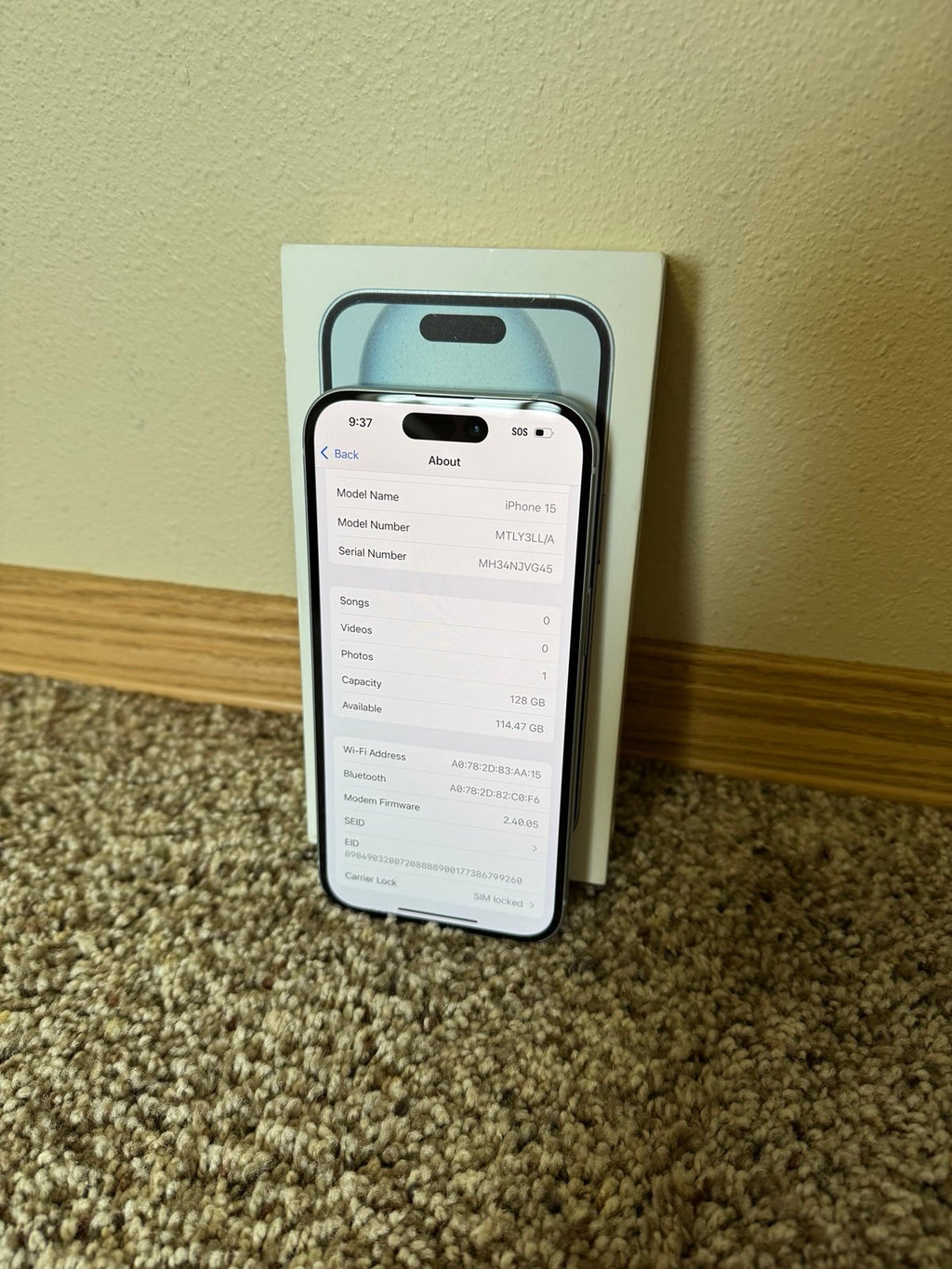 Apple iPhone 15 - 128 GB - Blue (AT&T Carrier) 7C99