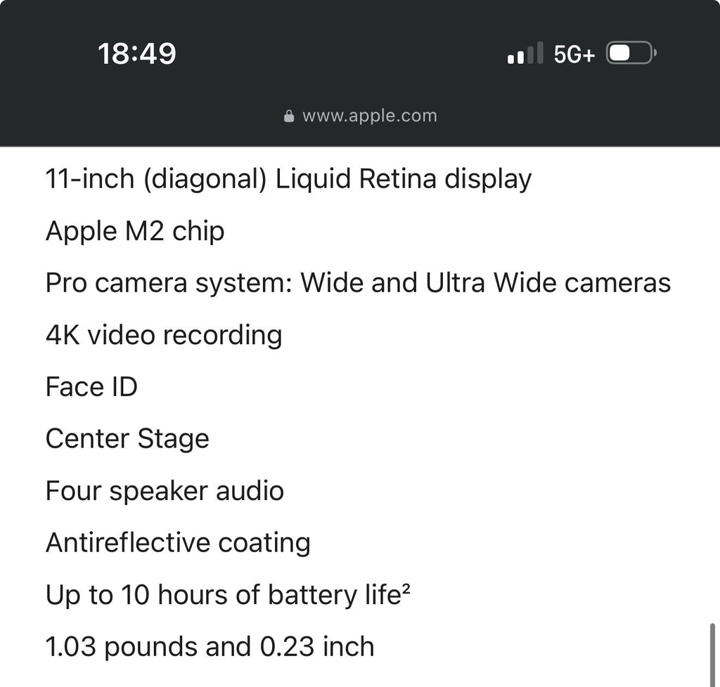 iPad Pro 11 inch M2 4th Generation 256gb WiFi Silver 3S51