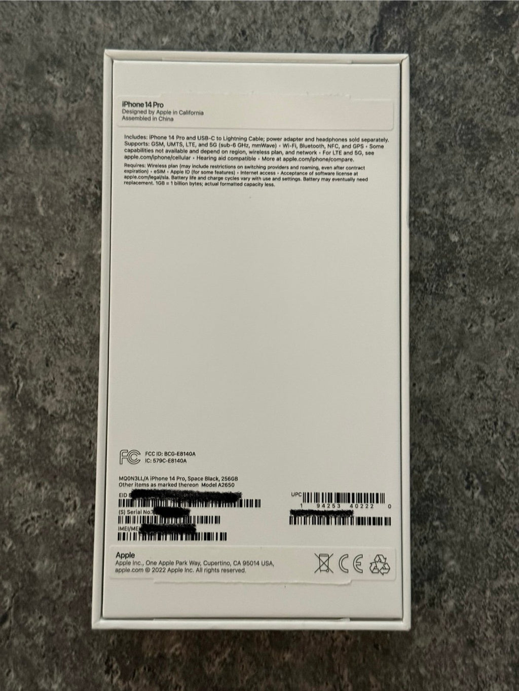 Apple iPhone 14 Pro 256 GB in Space Black Unlocked 7L87