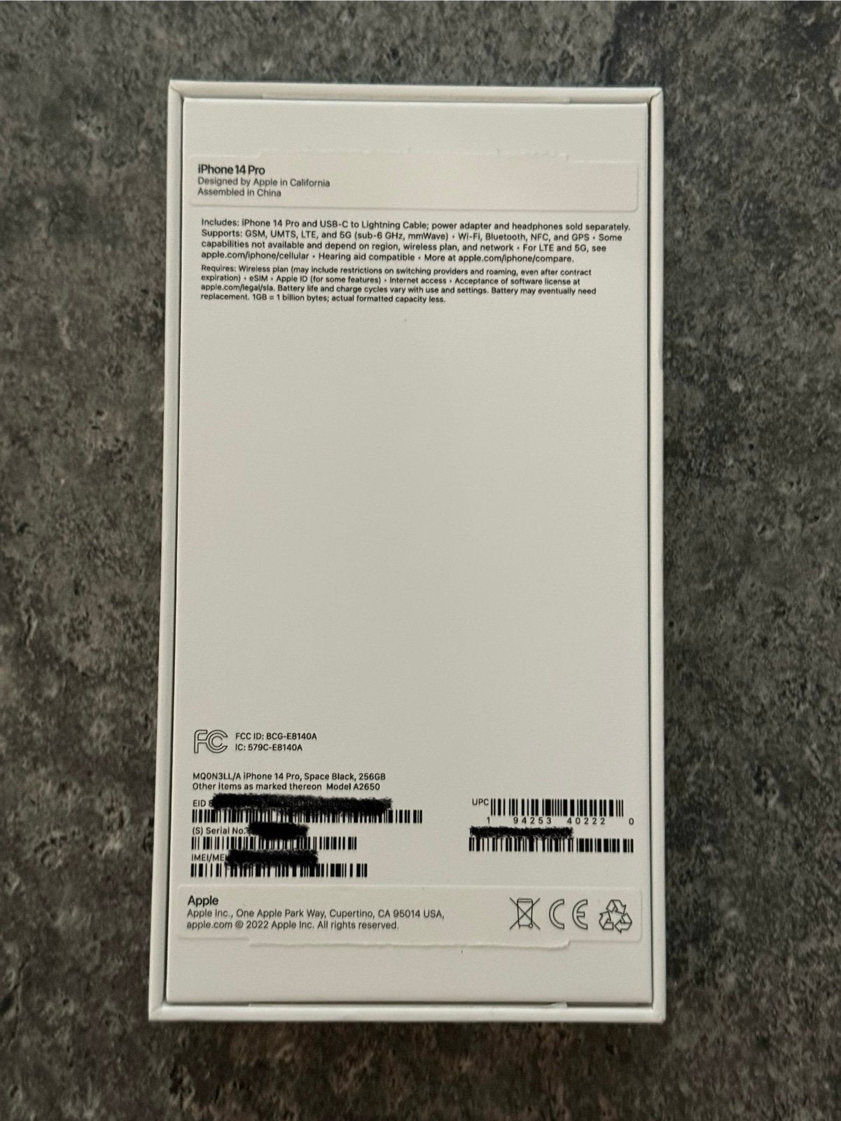Apple iPhone 14 Pro 256 GB in Space Black Unlocked 7L87