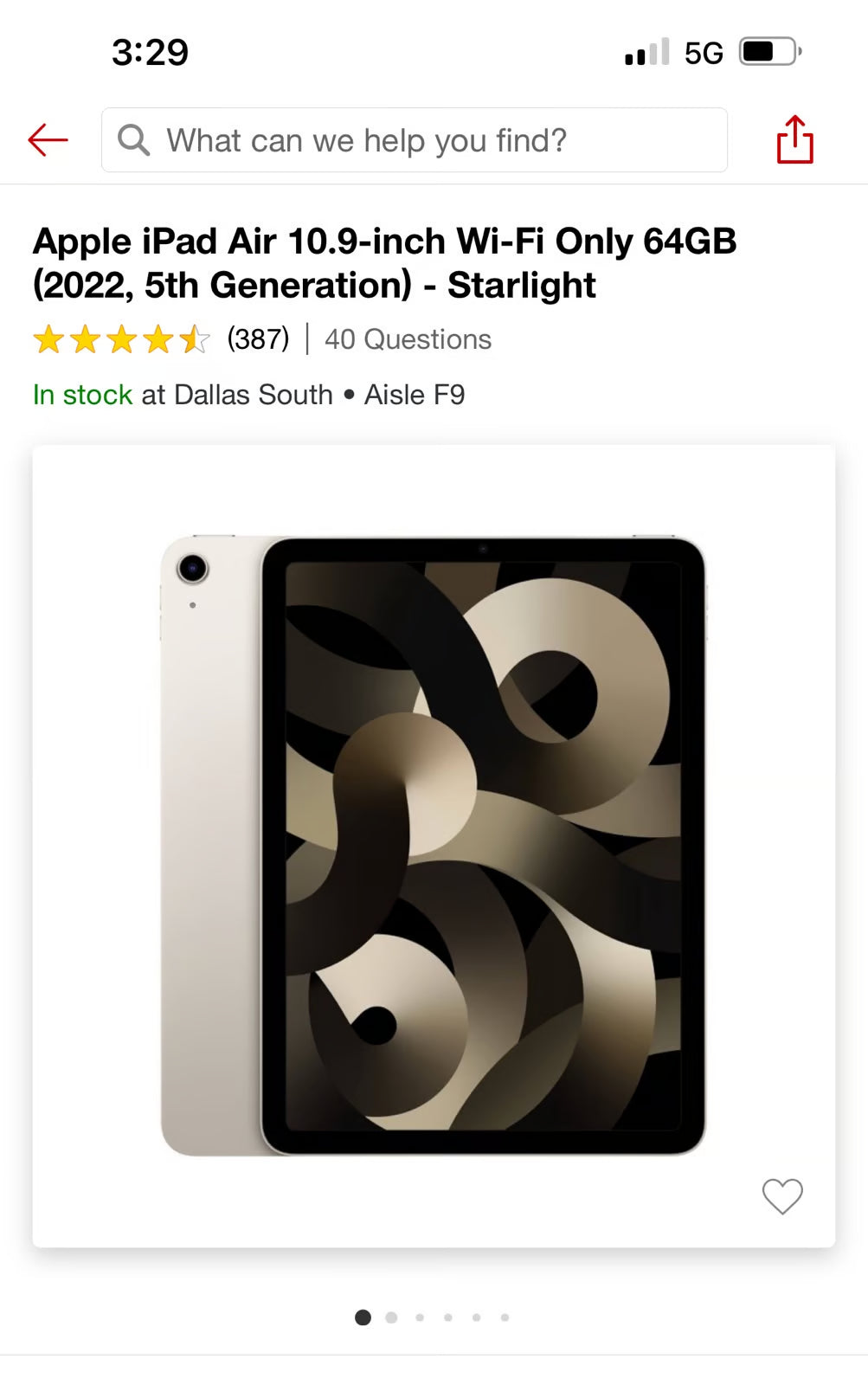 Apple iPad Air 5th Generation 64 GB in Starlight 2O23