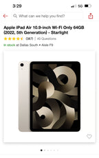 Apple iPad Air 5th Generation 64 GB in Starlight 2O23