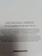 Apple Macbook Air A2681 13in. 256GB SSD 2G91