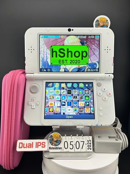 Dual IPS/ New 3DS XL Pink w 128GB SD Card/Near Mint/ 3537/ US Seller