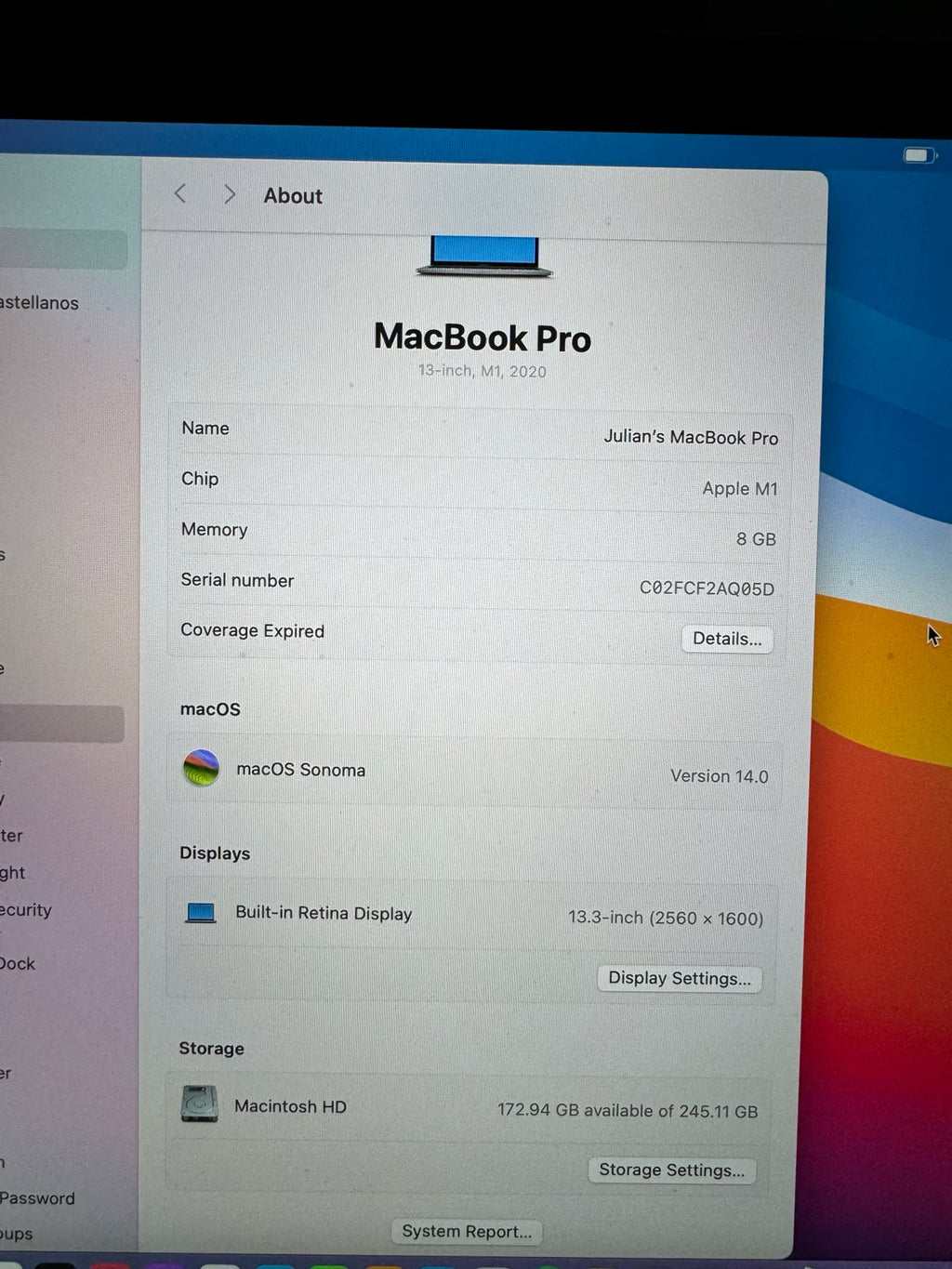 MacBookPro 2020 256Gb 5A77