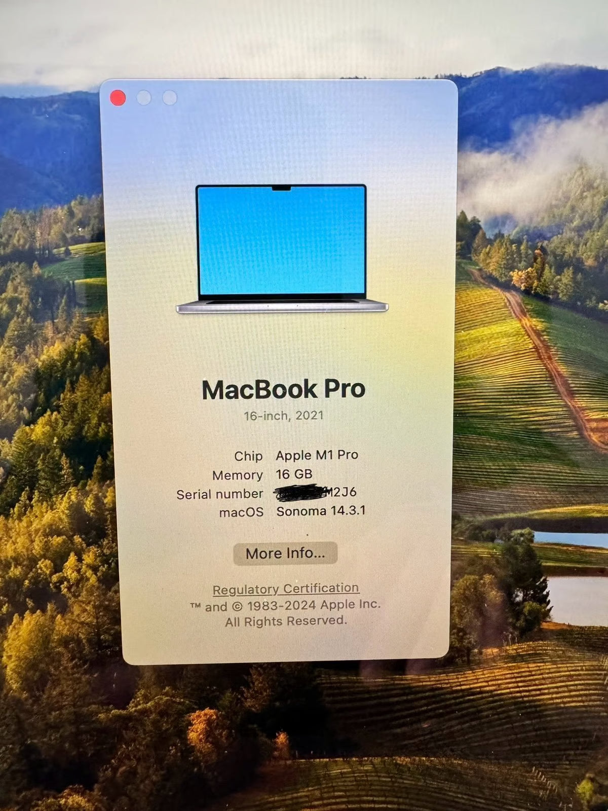 Macbook Pro 16in M1 Pro 10 Core CPU 16 Core GPU 512 SSD 3E96