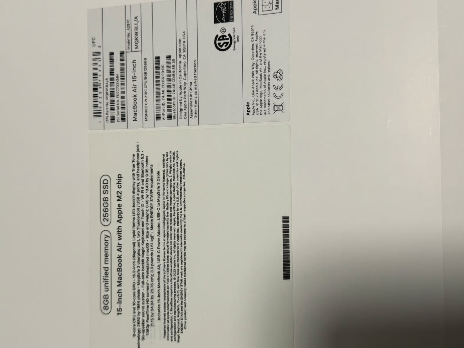 15 inch MacBook Air M2 1A83