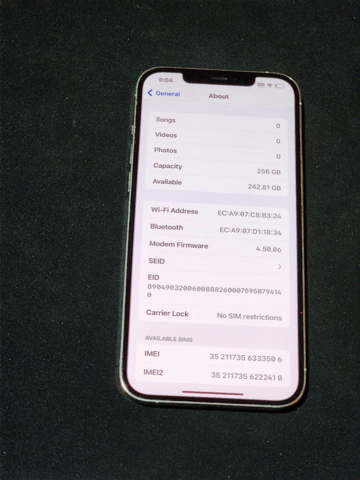 Apple iPhone 12 Pro Max 256 GB in White Unlocked Smart Phone 1N37