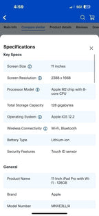 Apple iPad Pro 4th Generation M2 128 GB Silver Cellular w/ Logitech kb case 2P79