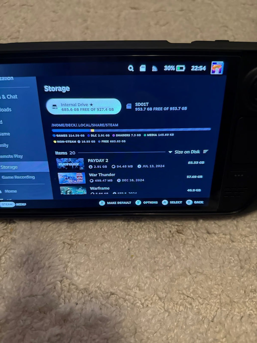 Steam Deck OLED 1tb plus sd 1tb included case 1L23