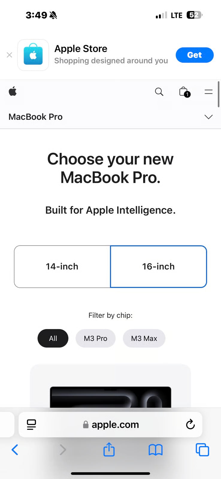 Apple MacBook Pro 16'' Apple M3 Pro 512GB SSD 18GB RAM Laptop - Black MRW13LL/A 2D22