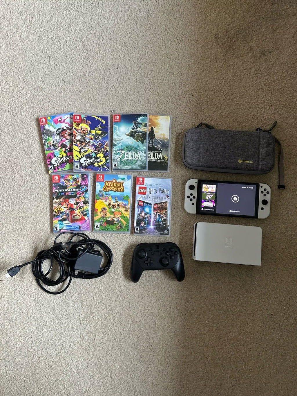 Nintendo Switch Oled Model White Bundle with Case and Games 9W51