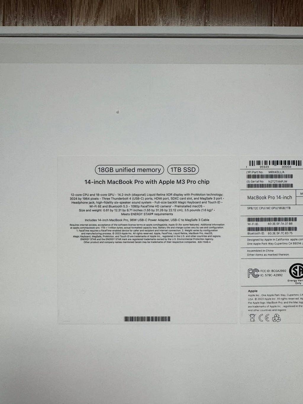 14-Inch Macbook Pro with Apple M3 Pro Chip 18GB/1TB SSD 1S81