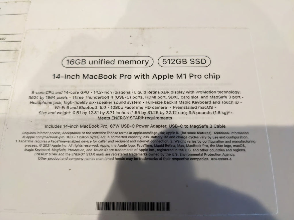 BRAND NEW MacBook Pro 14 inch Apple M1 Pro Chip 16GB memory 512gb ssd NEVER USED 3U85