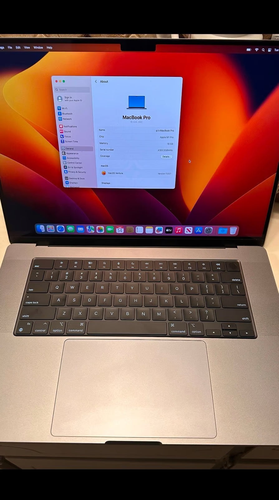 2021 MacBook Pro M1 PRO 10Core 16 inch 1 TB SSD 16GB 7Z29