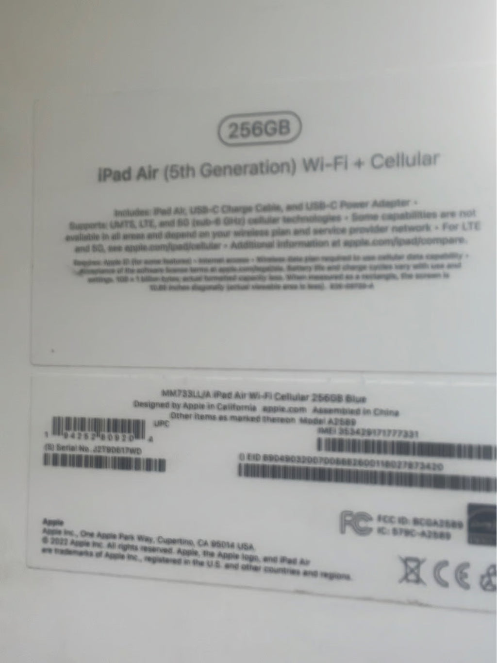 Apple iPad Air 5th Generation 256 GB 6B97