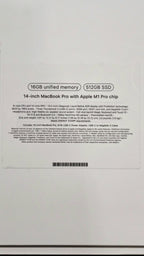 Apple Macbook Pro 14inch M1 Chip 512GB SSD 16G 2021 1D17